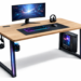 Escritorio Gaming Moderno con Soporte para PC y Luces LED