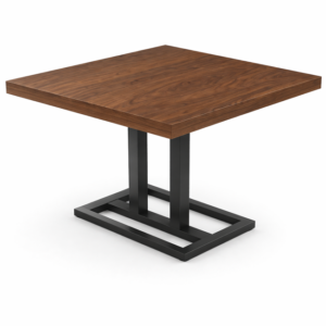 Mesa de Restaurante Charbarent 31x31 en Nogal con Base de Hierro Negra | Uso Comercial