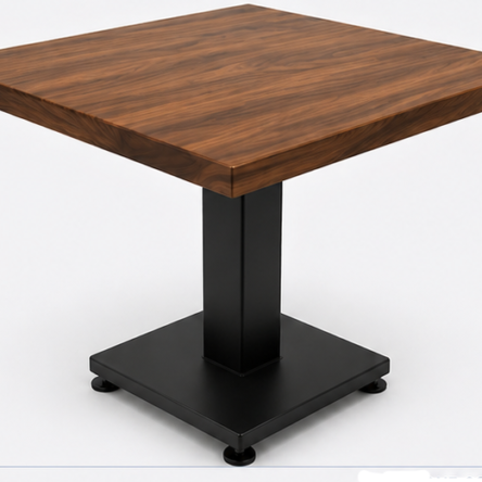 Mesa desarmable industrial con tope de nogal 32” | Base metálica resistente para restaurante