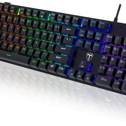 Teclado mecánico gaming RisoPhy RGB 104 teclas USB | Switch azul, retroiluminado LED